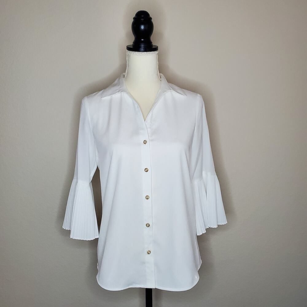 Karl Lagerfeld Paris White Bell Sleeve Blouse XS